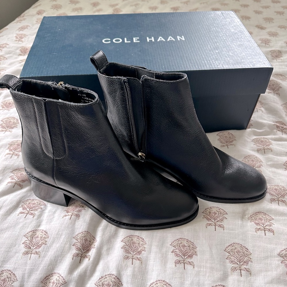 ***Brand new Cole Haan black booties***